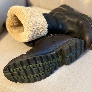 UGG Dark Brown tall Leather Boots Sherpa lined